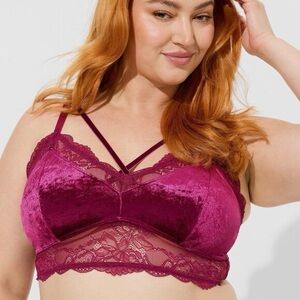 Torrid Velvet Lace Bralette - red